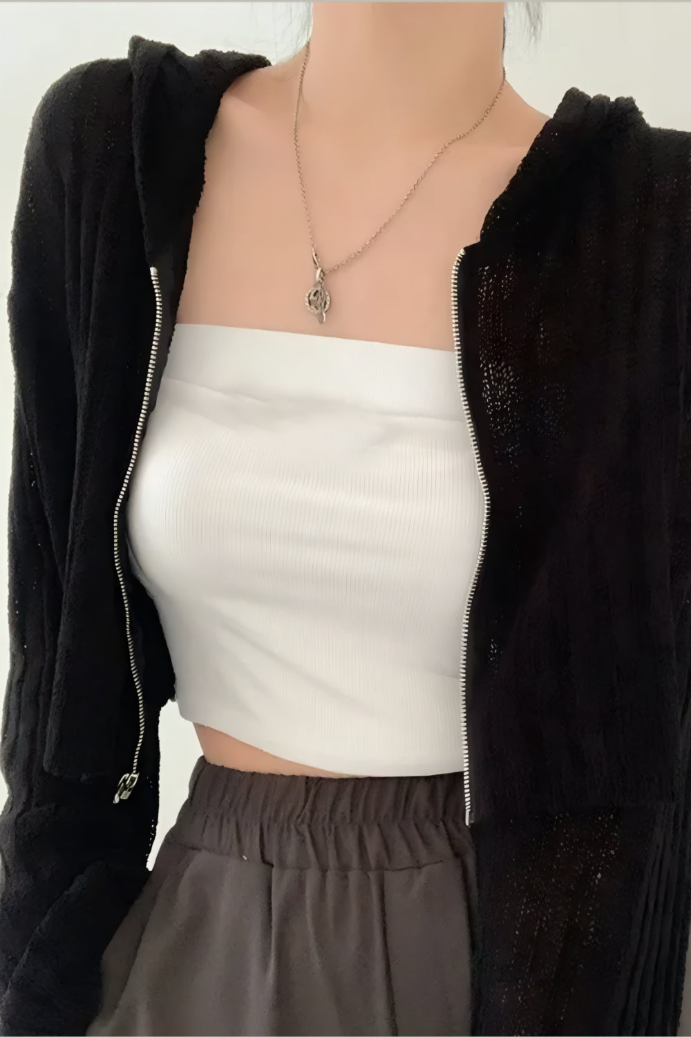 Lyra Transparent Huvtröja med Dragkedja