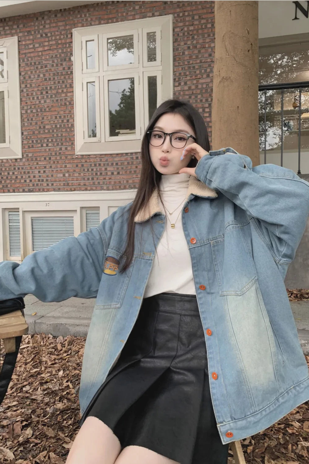 Noelle Denimjacka med Fuskpälskrage