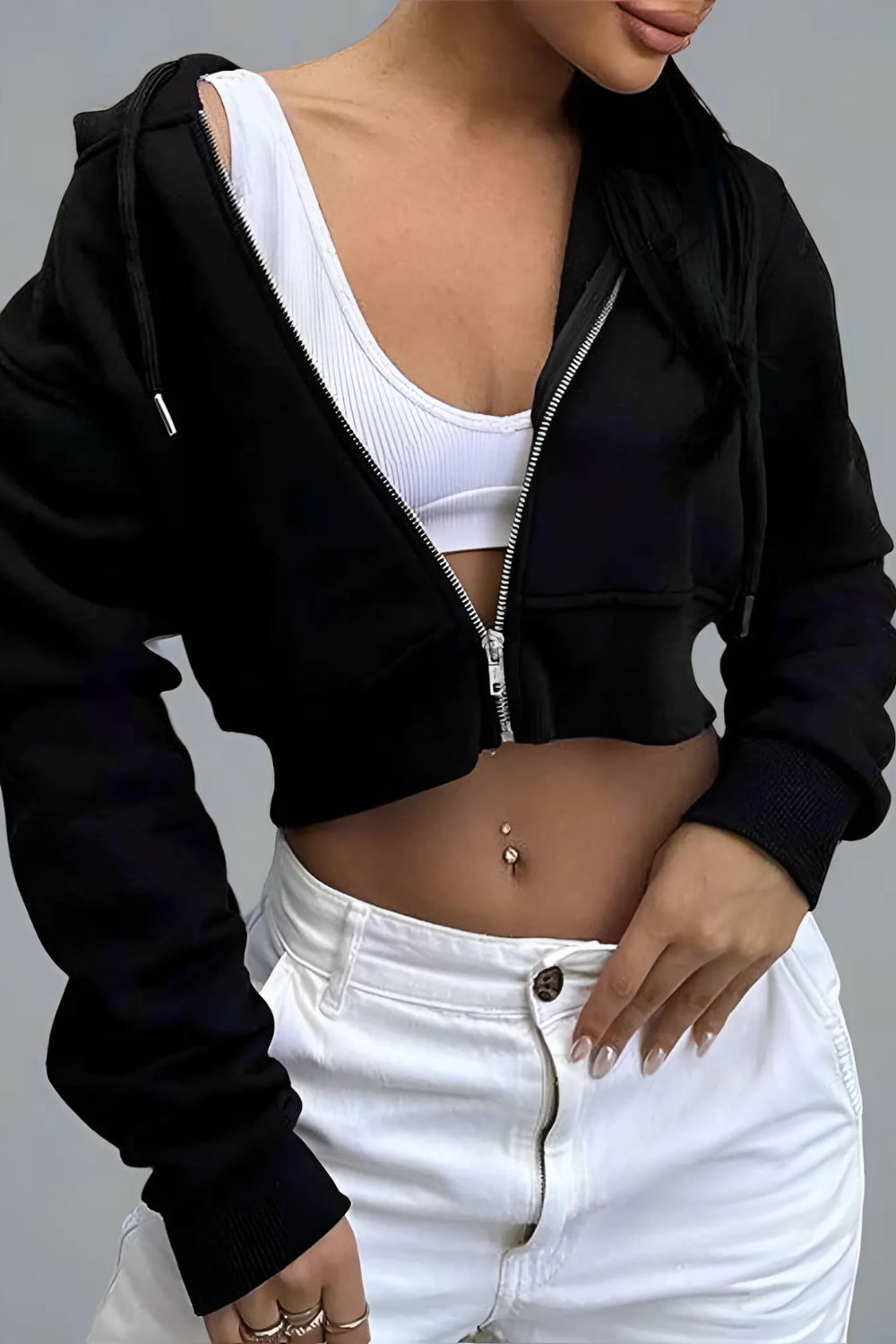 Kort Dragkedjetröja Med Huvud