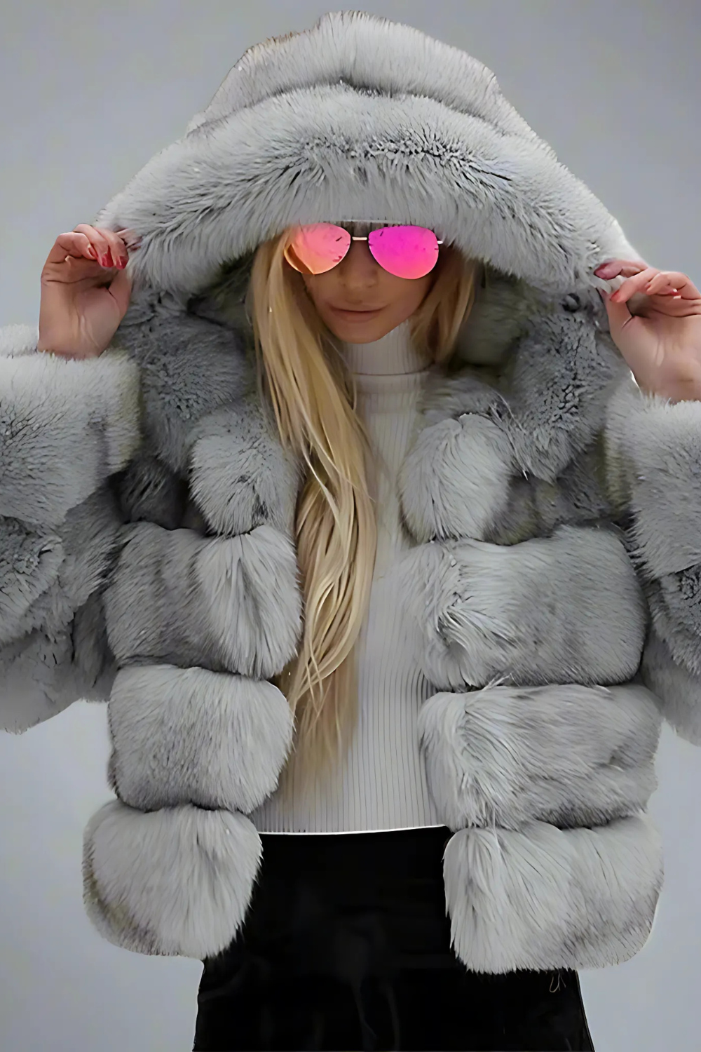 Oversize Fuskpälsjacka