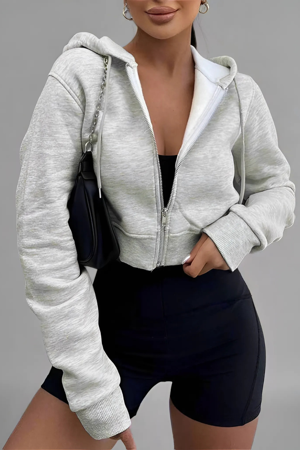 Kort Dragkedjetröja Med Huvud