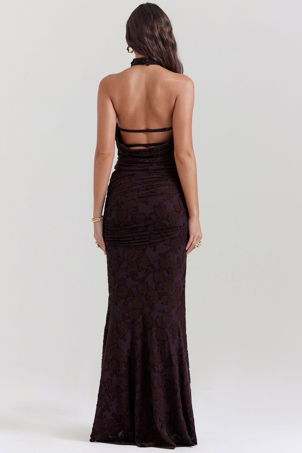 Cocoa halterneck rygglös topp med lång kjol