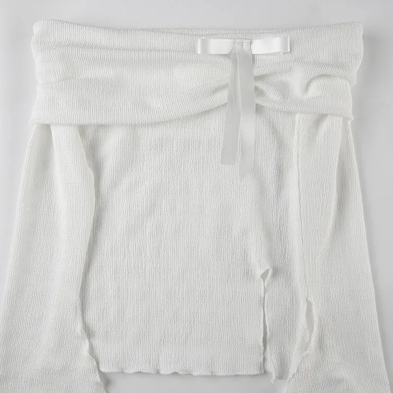 Vit baraxlad topp med knytdetalj