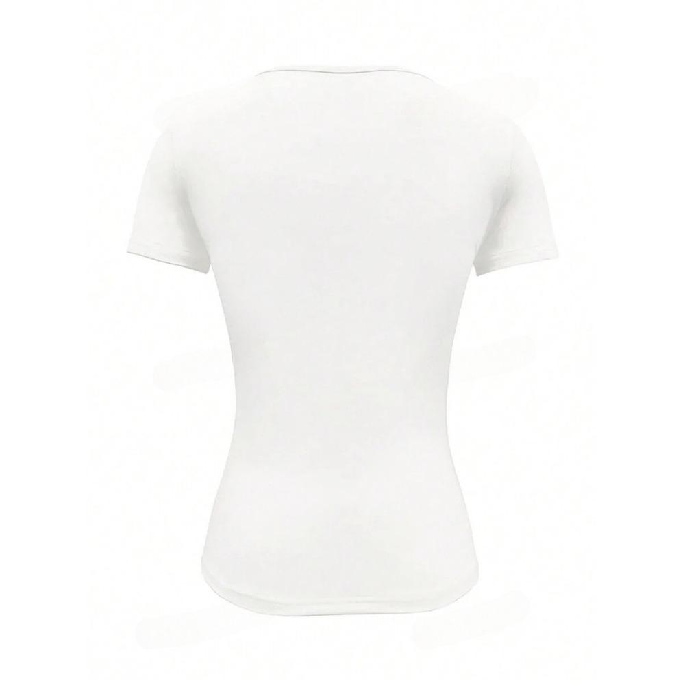 Kort smal t-shirt med rund hals