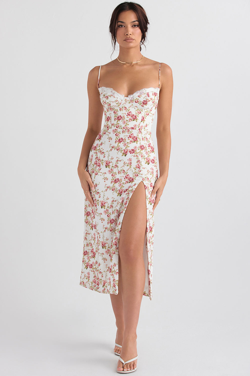 Korsett lång sundress med tryck