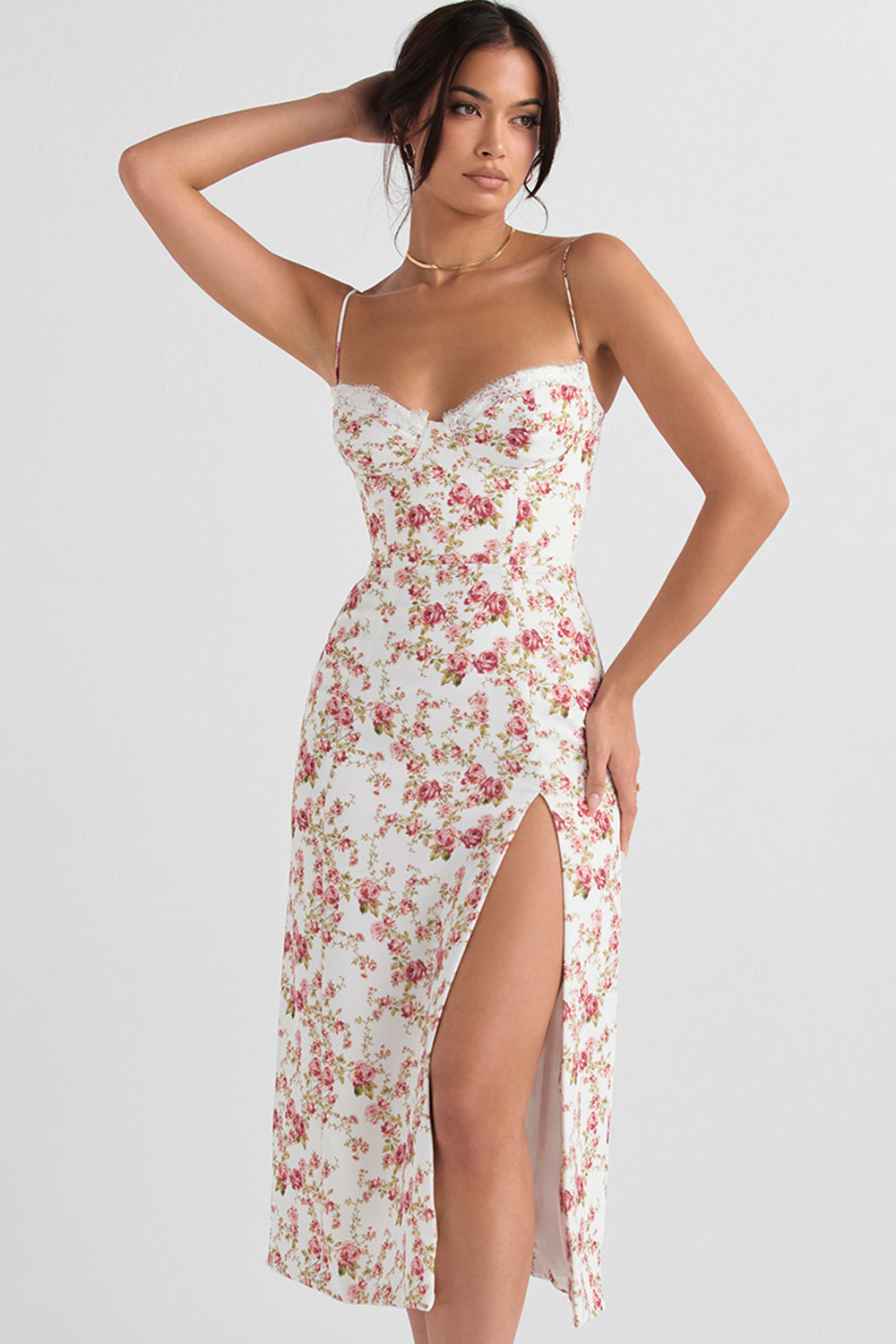 Korsett lång sundress med tryck