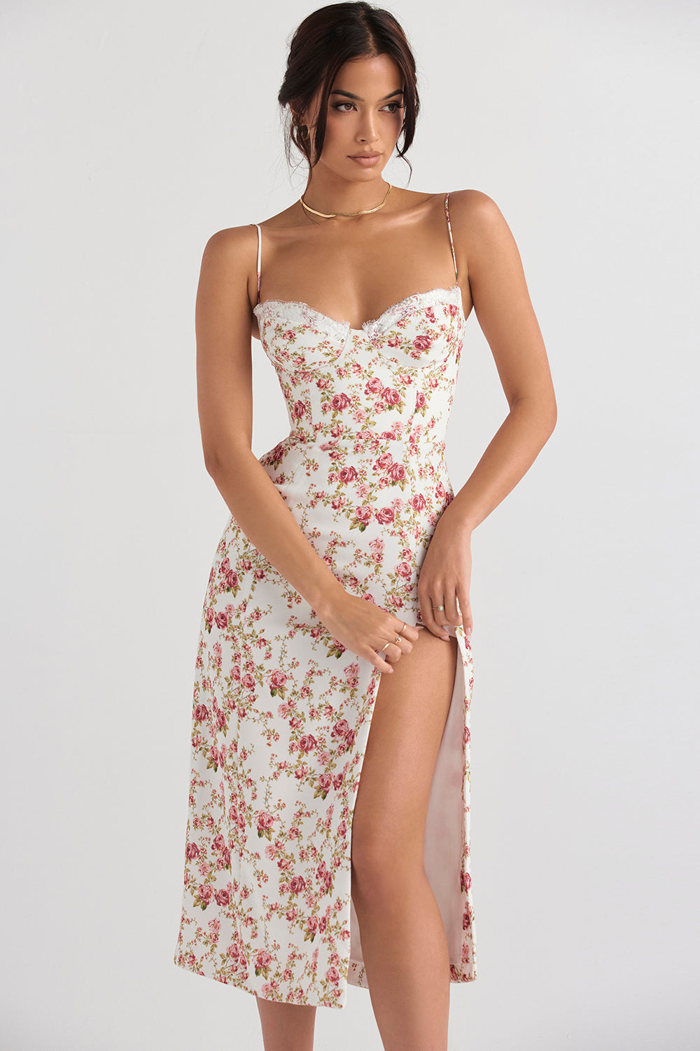 Korsett lång sundress med tryck