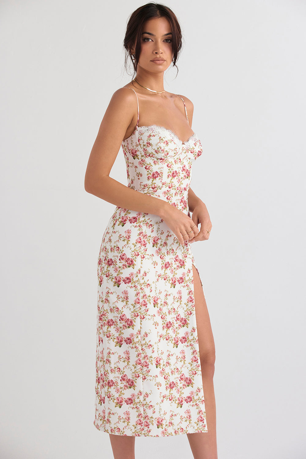 Korsett lång sundress med tryck