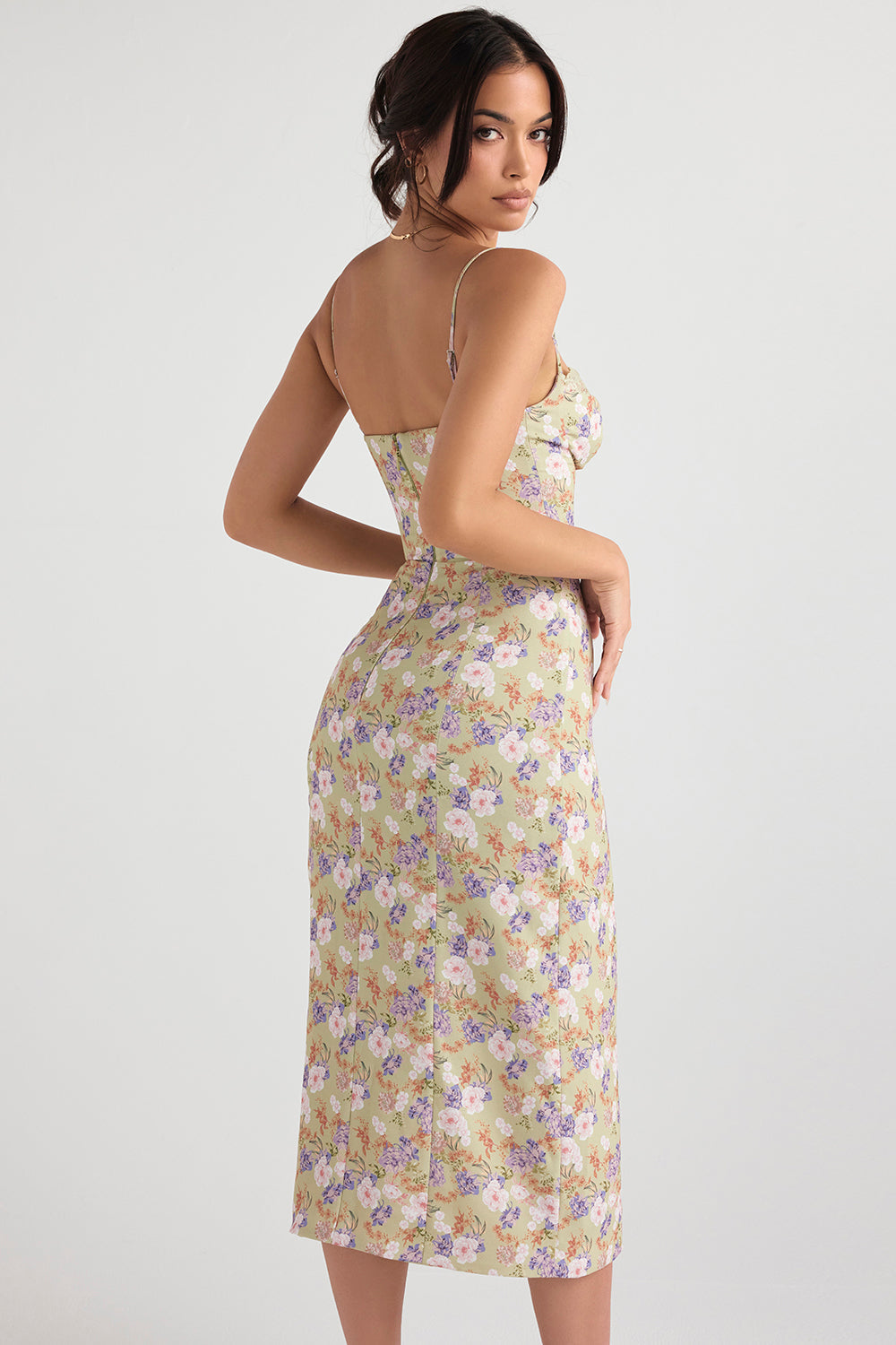 Korsett lång sundress med tryck