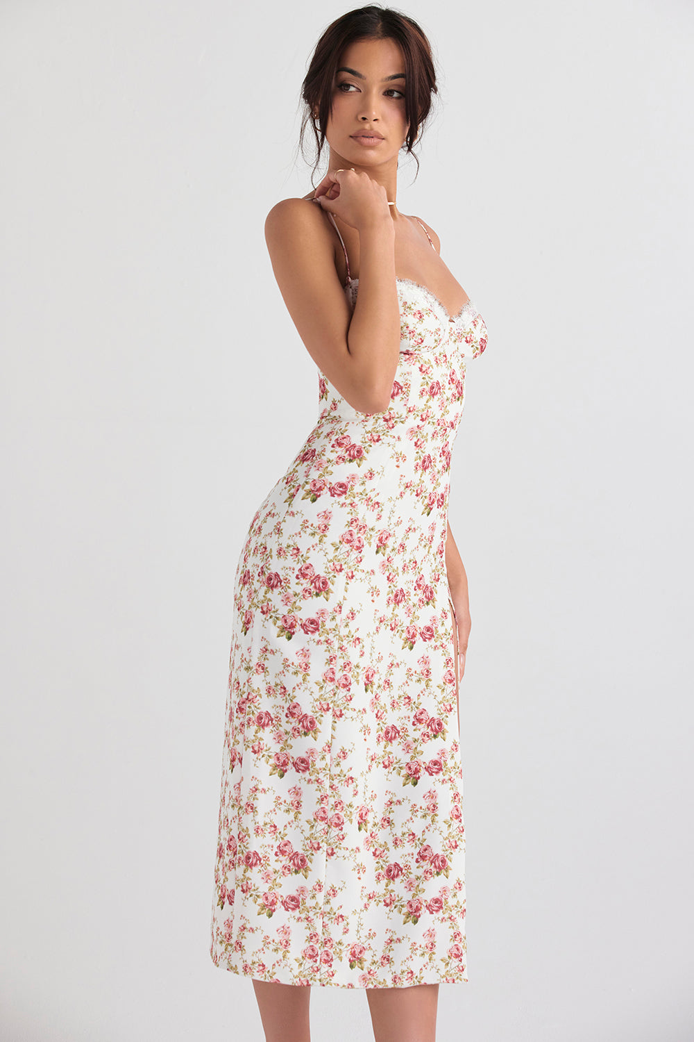 Korsett lång sundress med tryck