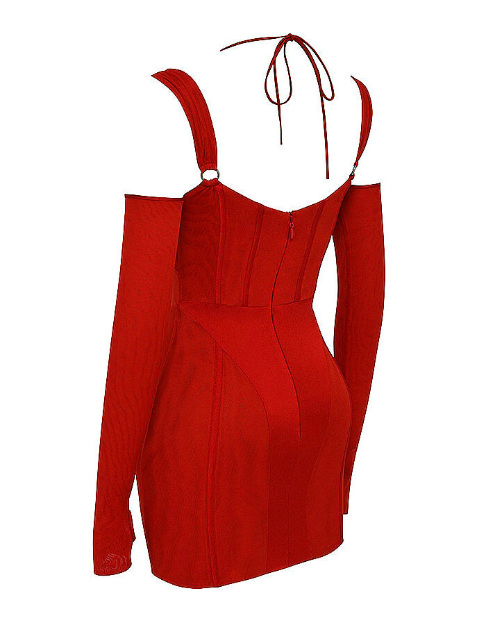 Röd Cut-Out figurnära Klänning