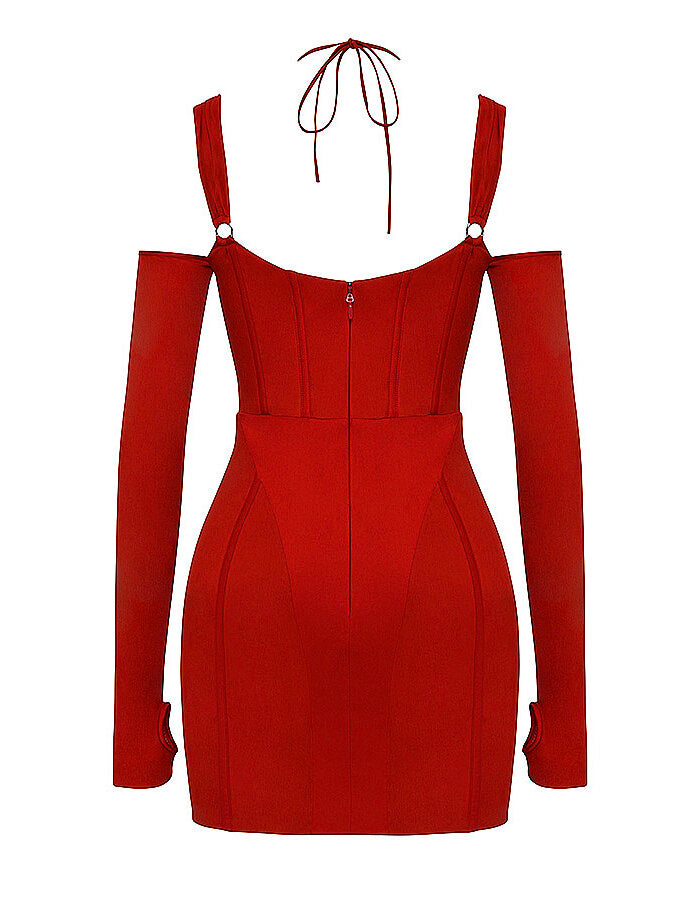 Röd Cut-Out figurnära Klänning