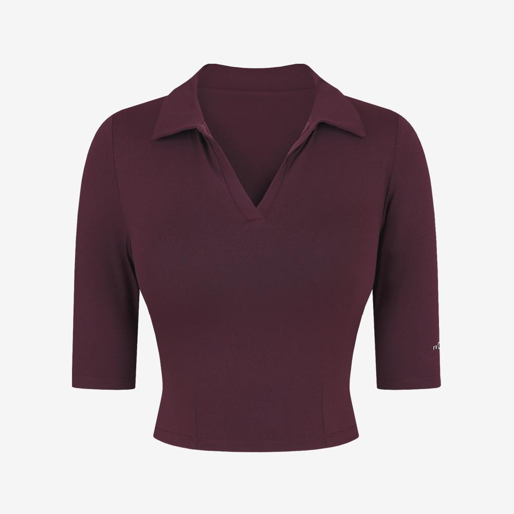 Croppad yogatopp med V-ringning