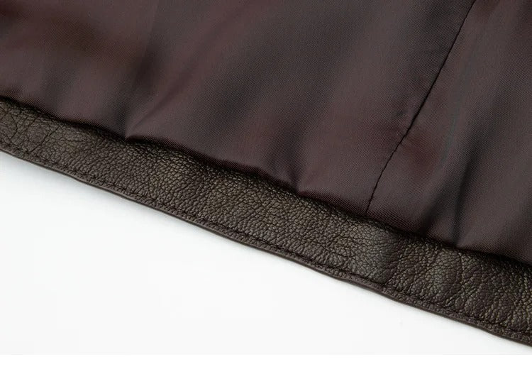 Mörkbrun kraglös jacka med patchfickor