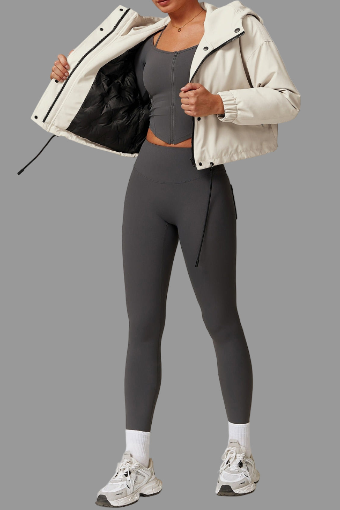 Croppad hoodad vindjacka