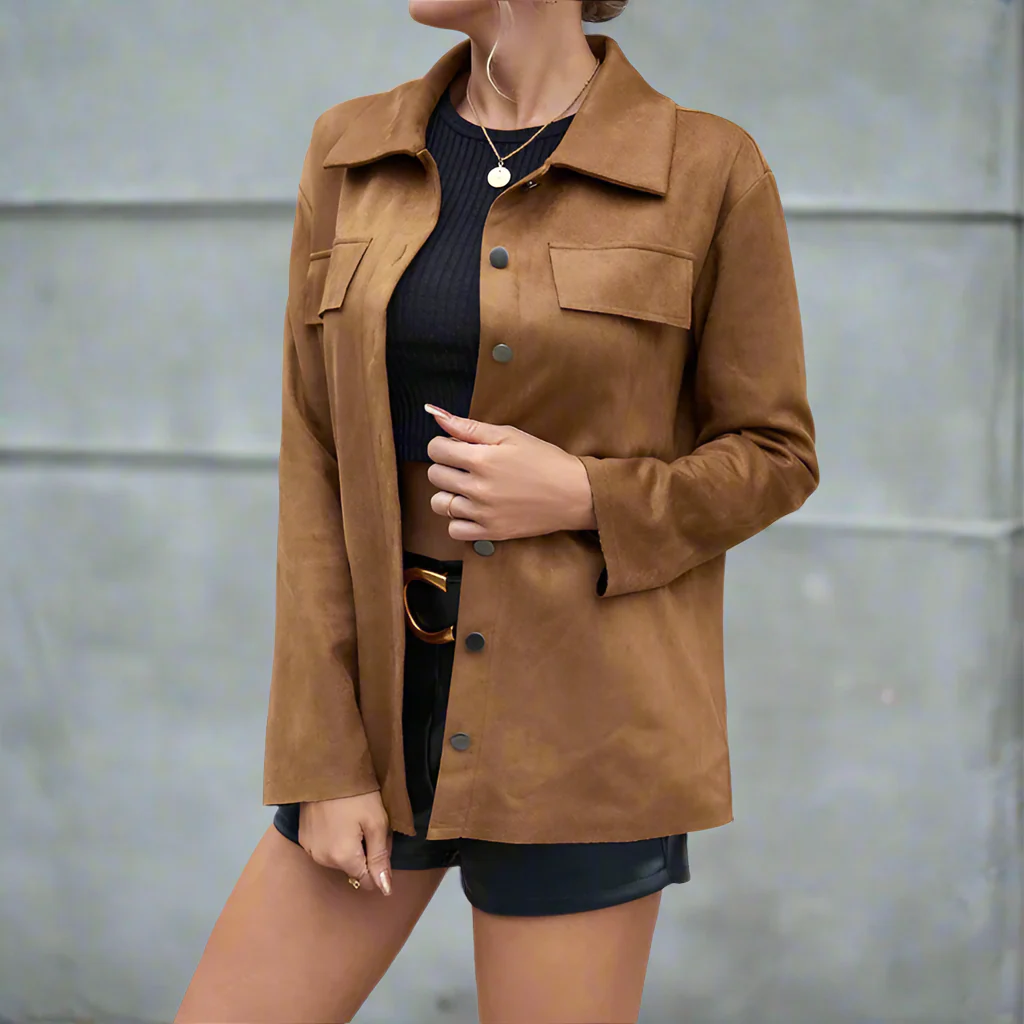 Skjortjacka med tryckknappar och bröstfickor