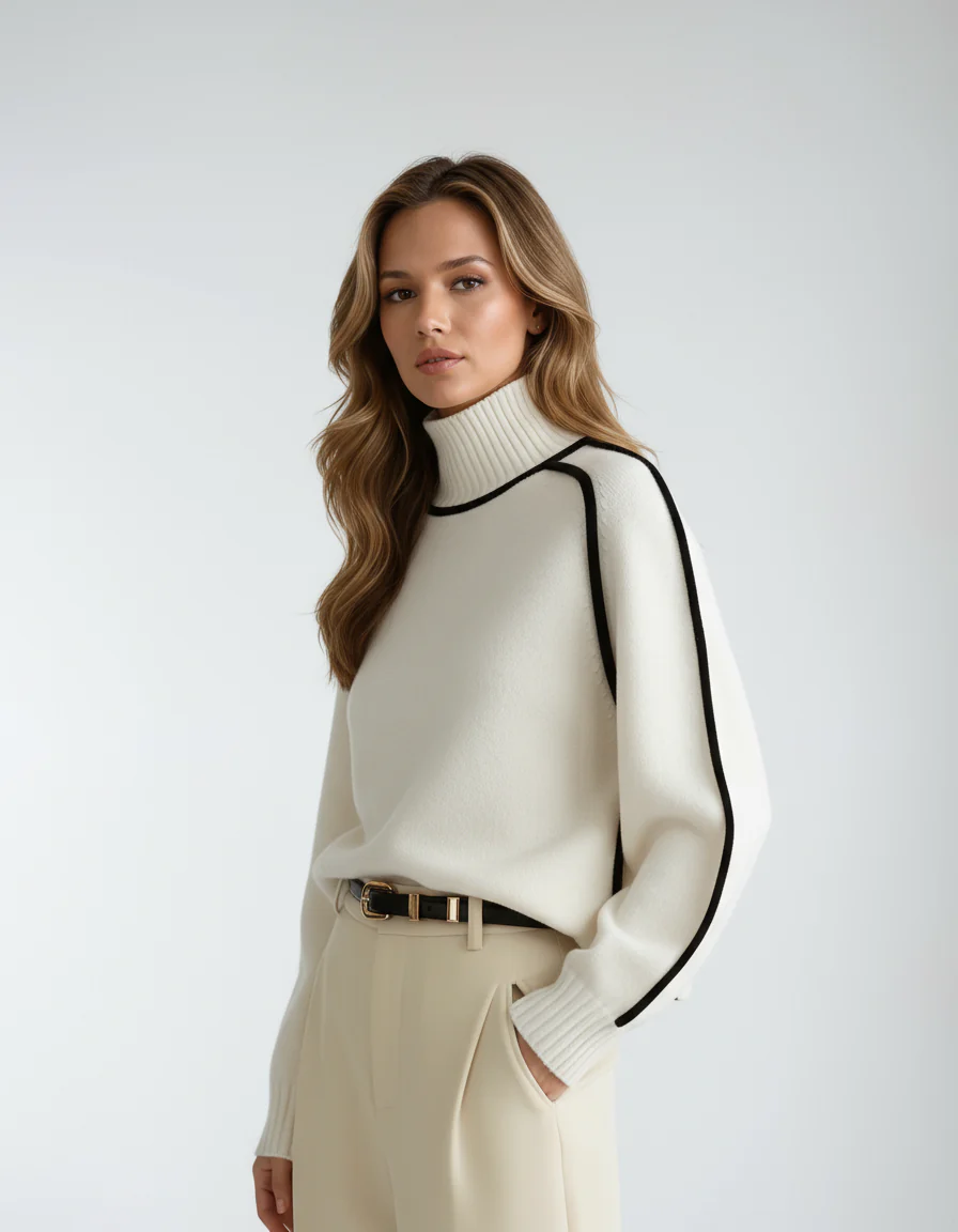 Strukturerad tröja med hög hals