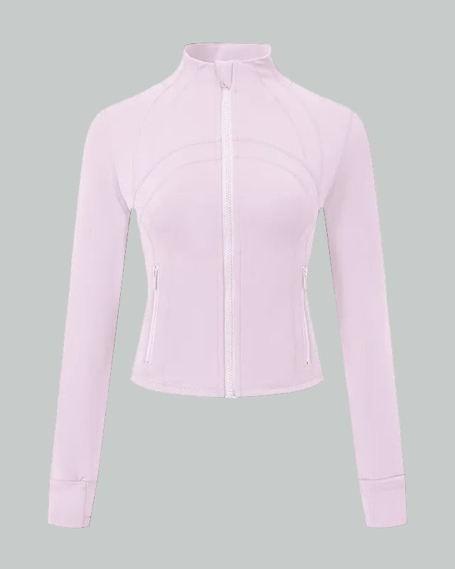 Figurnära zip-jacka med hög krage