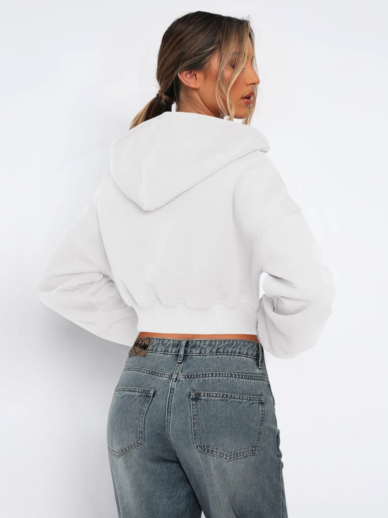 Cropped ziphoodie med huva