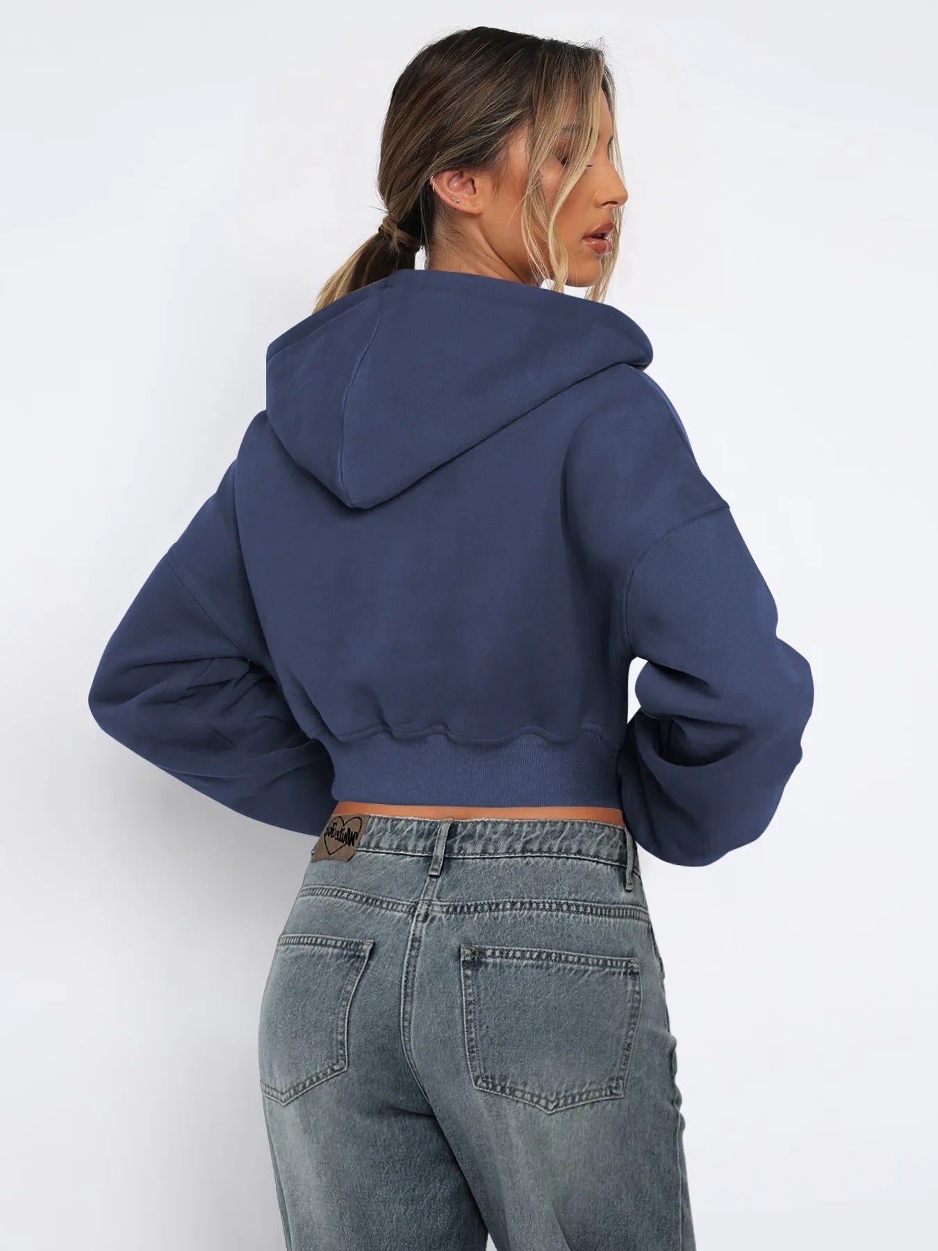 Cropped ziphoodie med huva