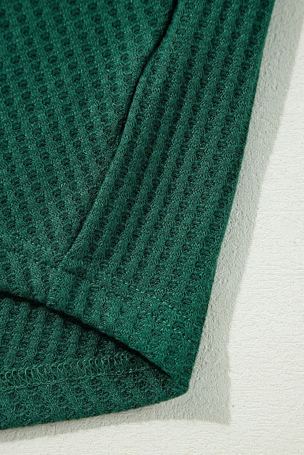 V-ringad våfflad oversized långärmad topp