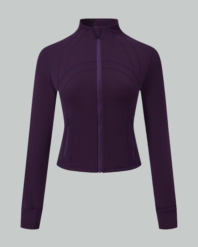 Figurnära zip-jacka med hög krage