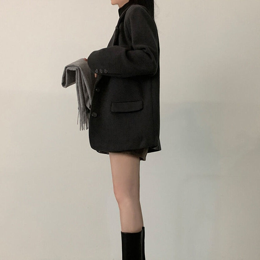 Oversized lång kavaj med ficklock