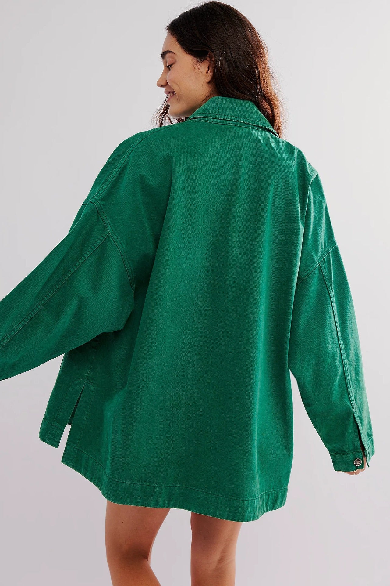 Oversized skjortjacka med bröstfickor