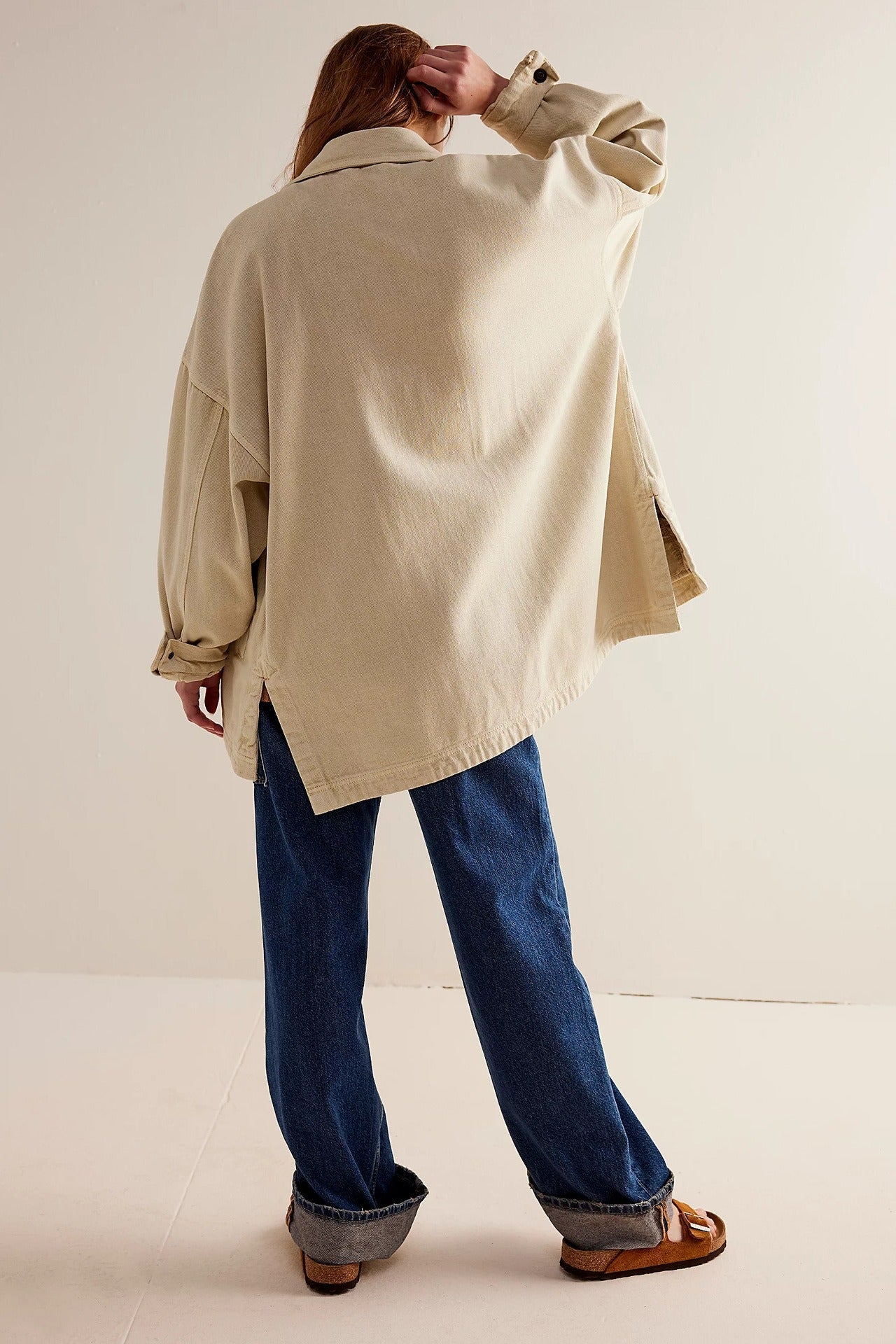 Oversized skjortjacka med bröstfickor