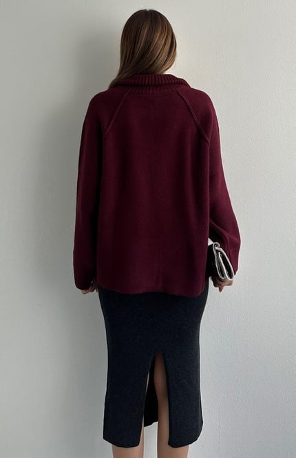 Oversize zipkofta med hög krage