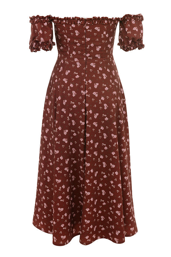 Blommig axelbandslös lång sundress