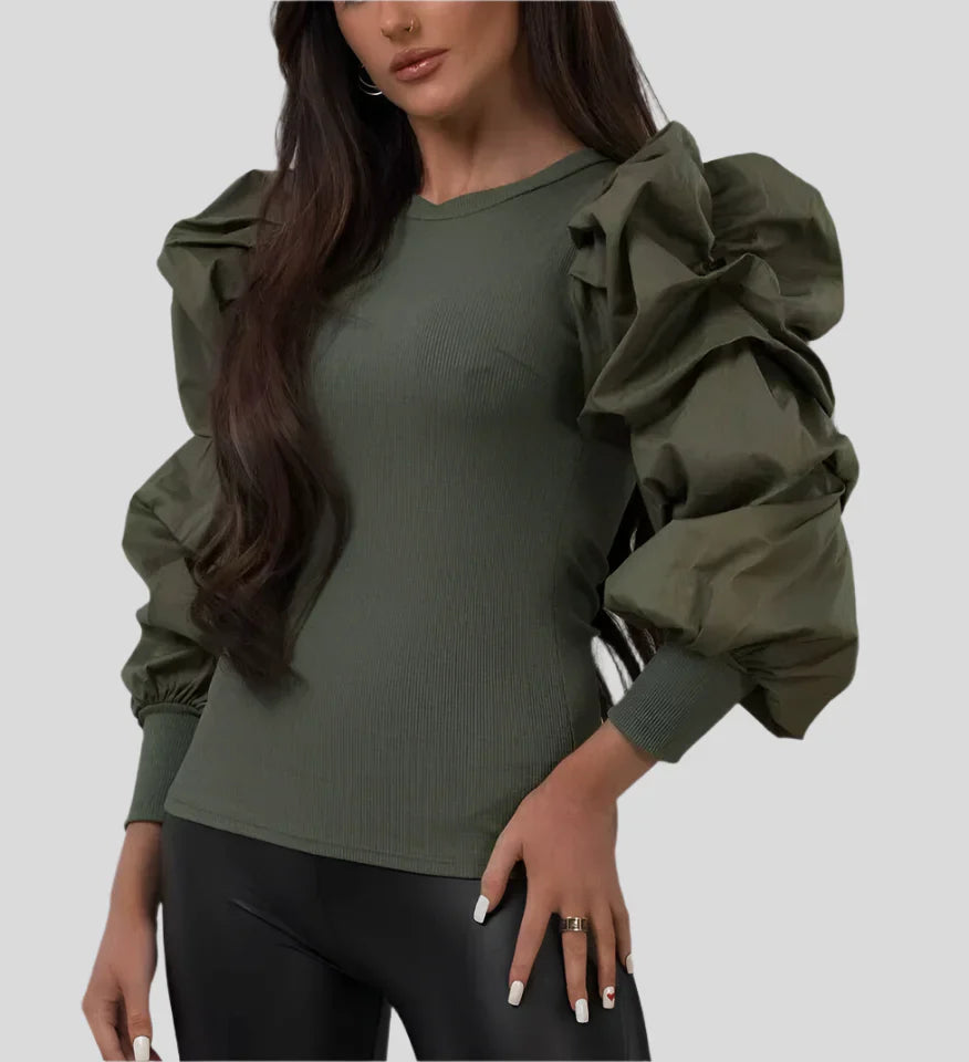 Fodrad bomullstopp med puffärm