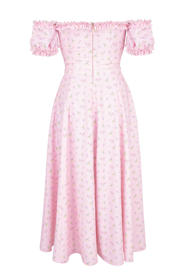 Blommig axelbandslös lång sundress