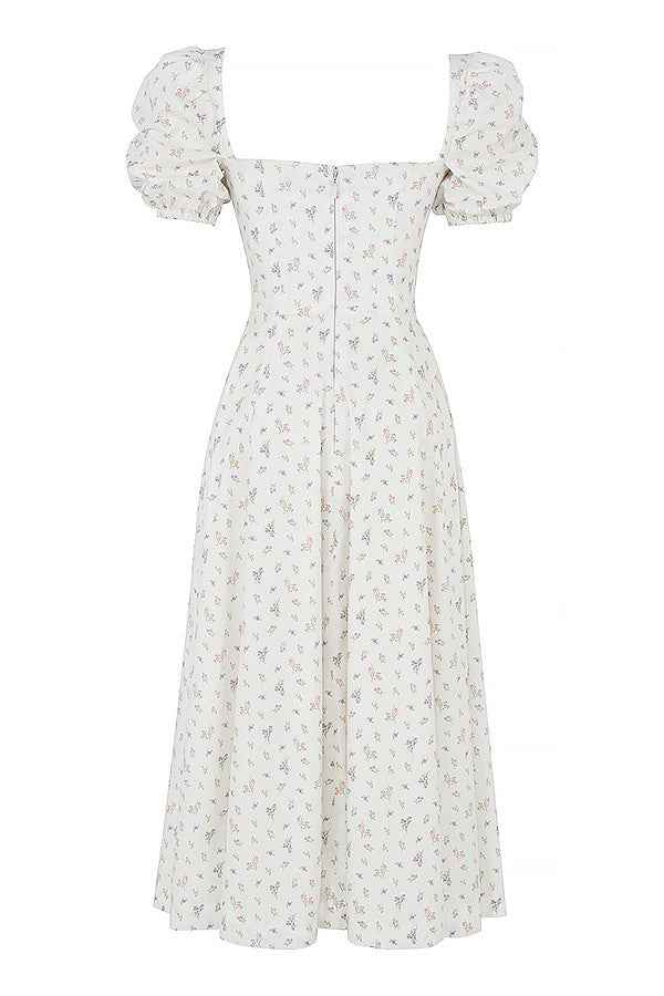Medium sundress med blommiga puffärmar