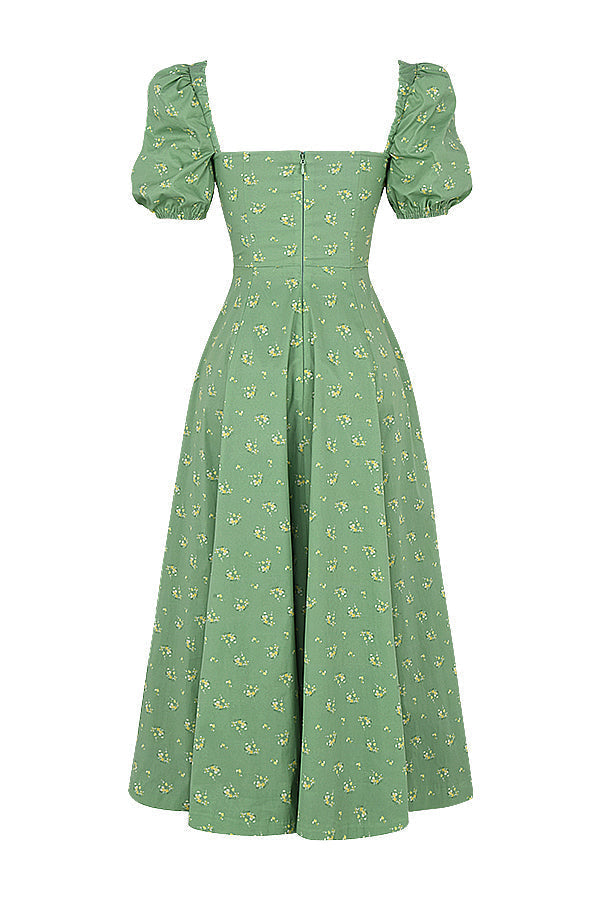 Medium sundress med blommiga puffärmar