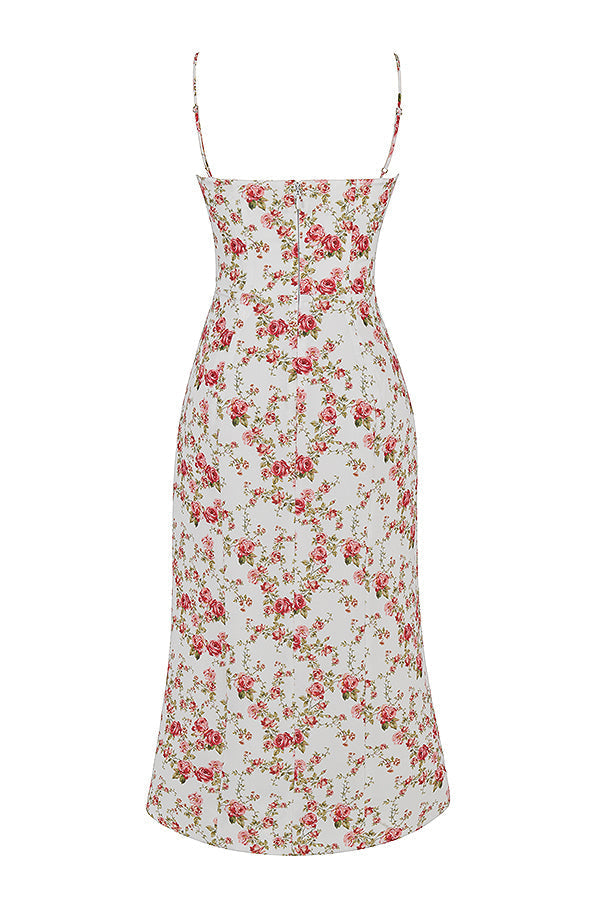 Korsett lång sundress med tryck