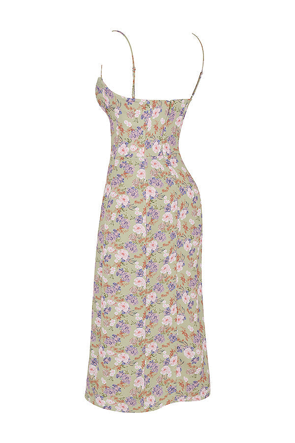 Korsett lång sundress med tryck