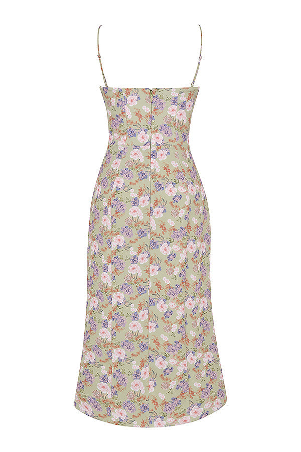 Korsett lång sundress med tryck
