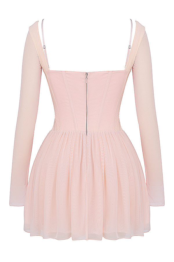 Mjuk persikofärgad miniklänning i korsett