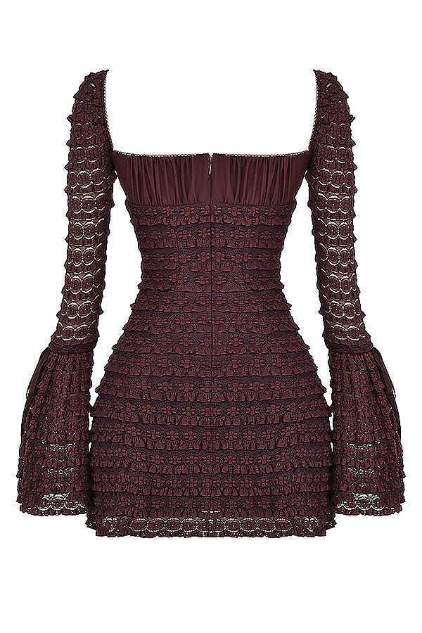 Långärmad miniklänning med volanger