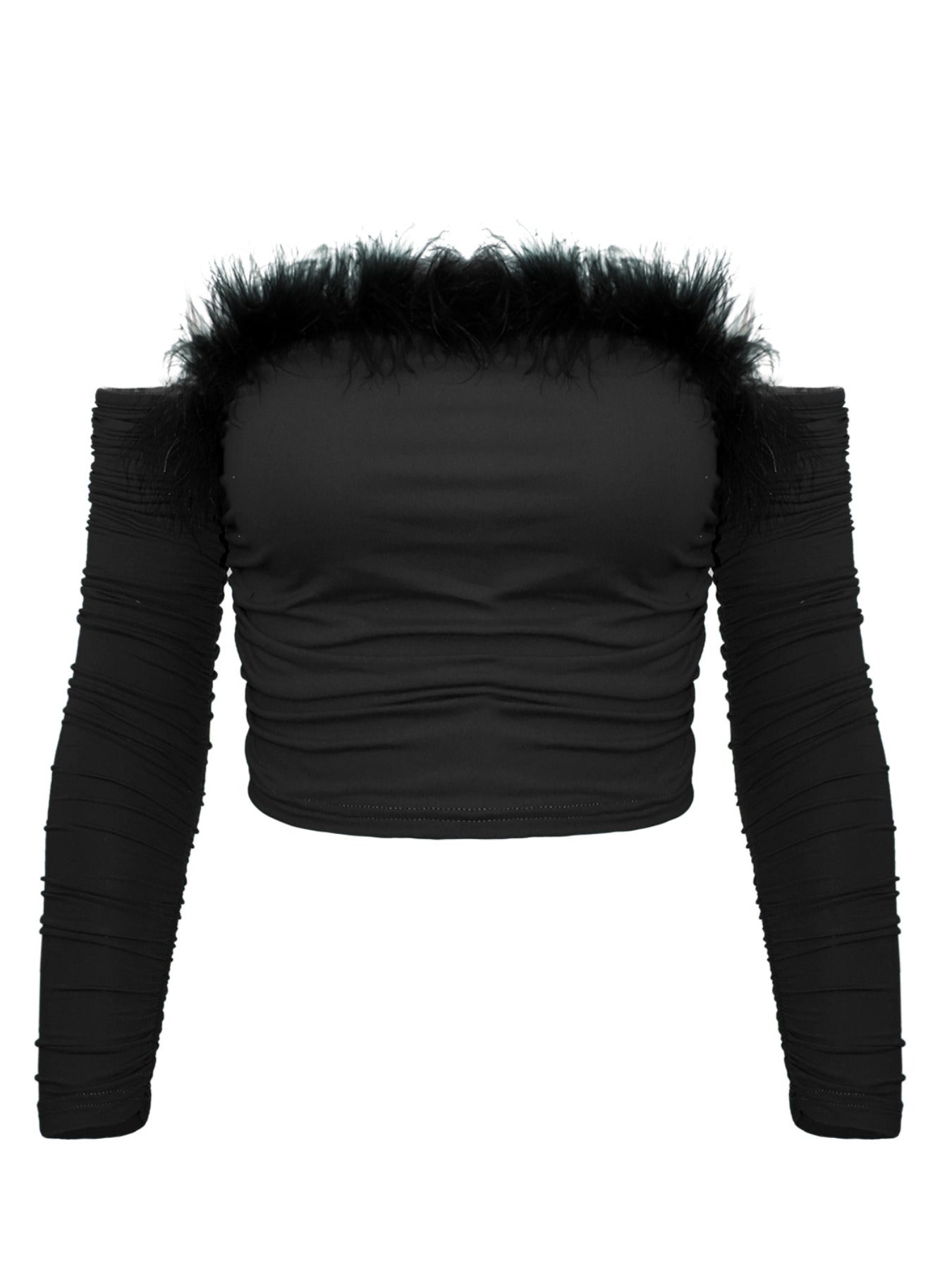 Långärmad off shoulder-topp med faux