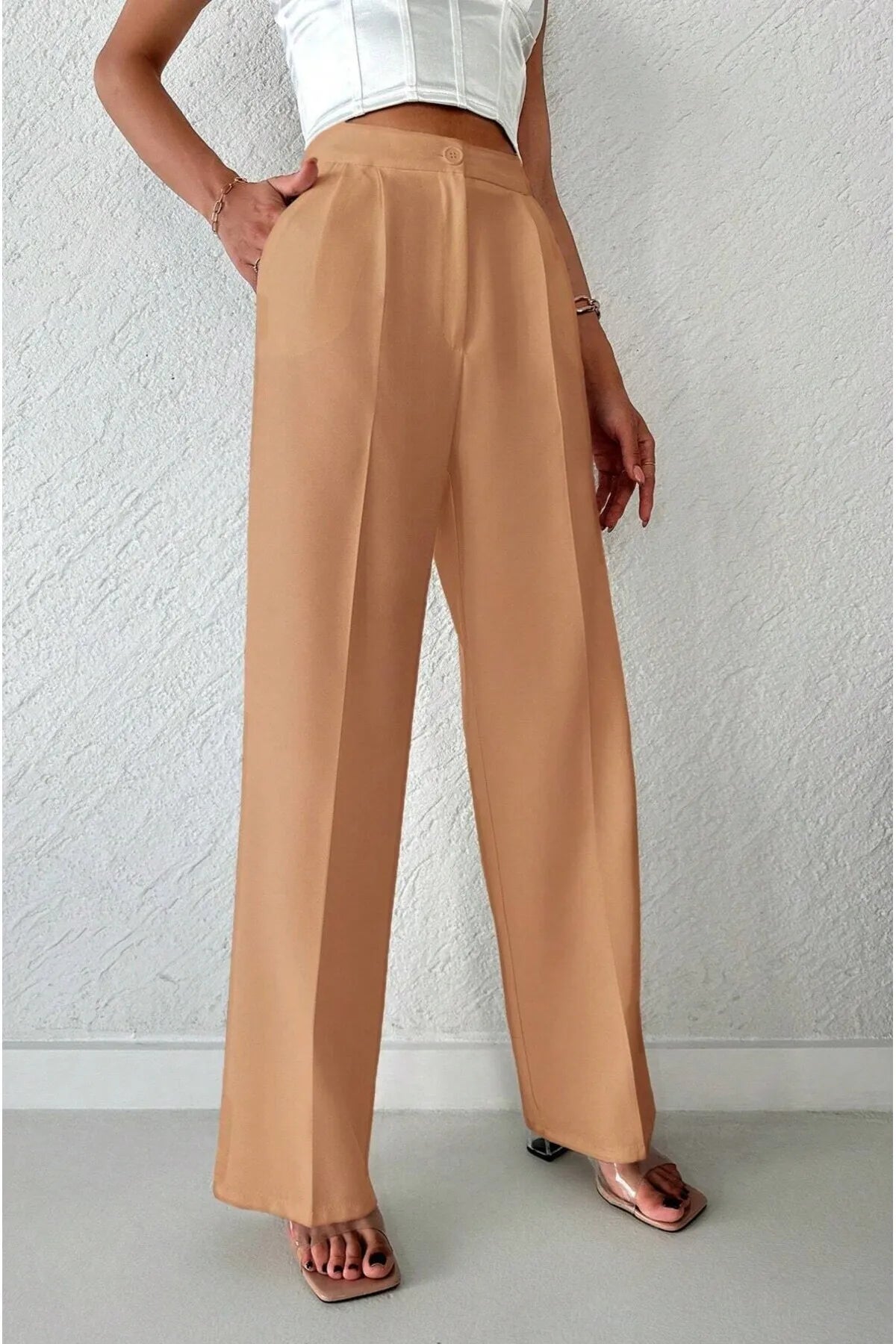 Beige vida byxor