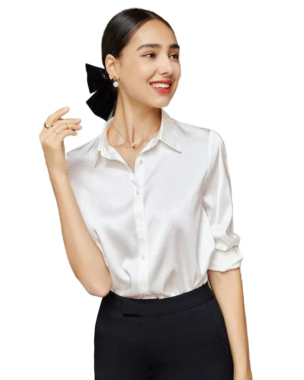 Glansig skjorta med avslappnad passform