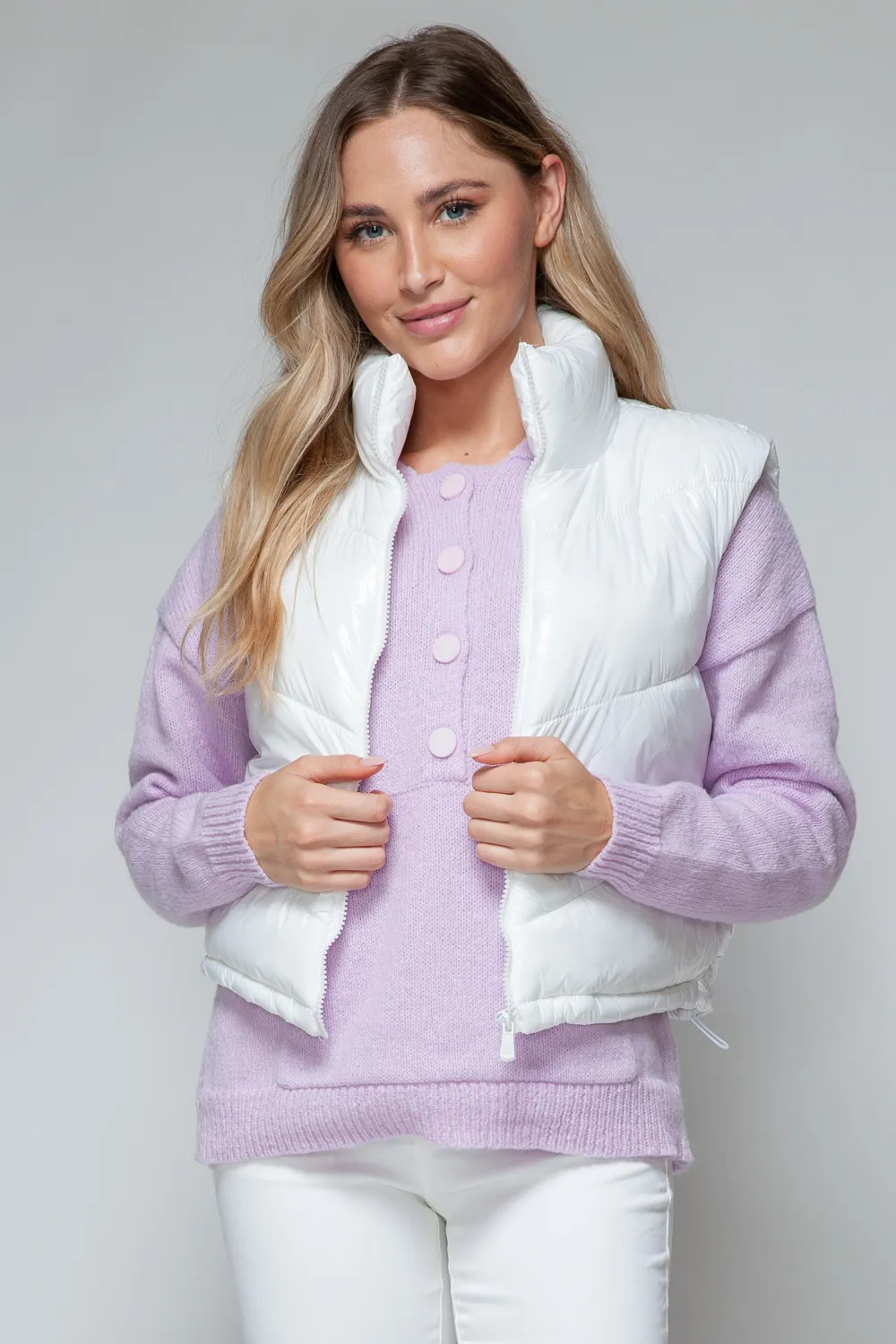 Snobbig quiltad väst med dragkedja