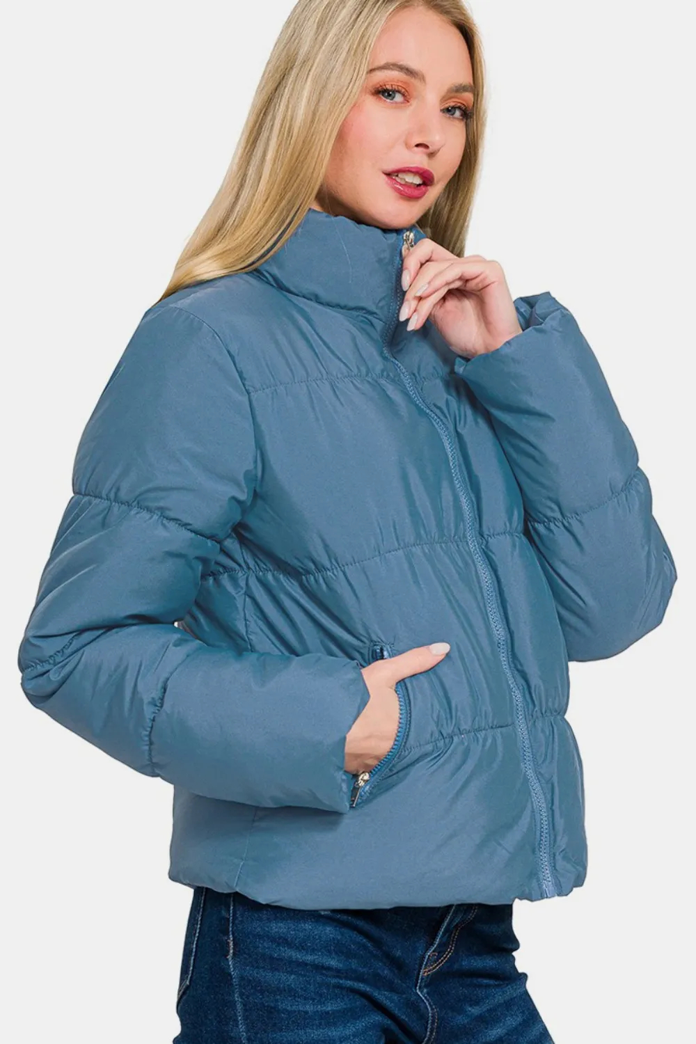 Turtleneck Pufferjacka med dragkedja