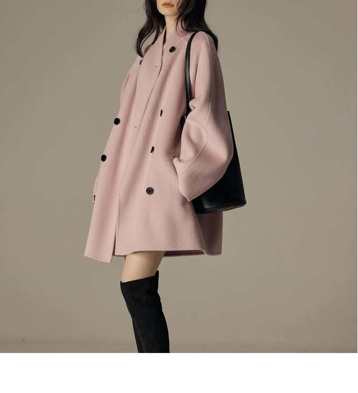 Oversize dubbelknäppt kappa med sjalkrage