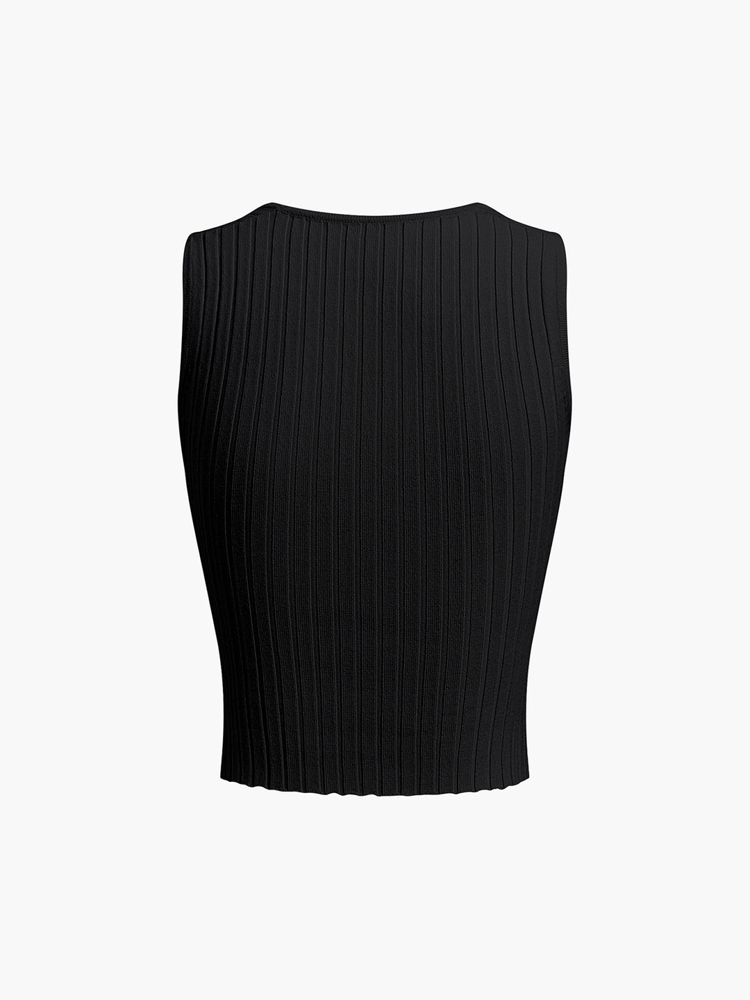 Ribbad cropped linne med fyrkantig halsringning