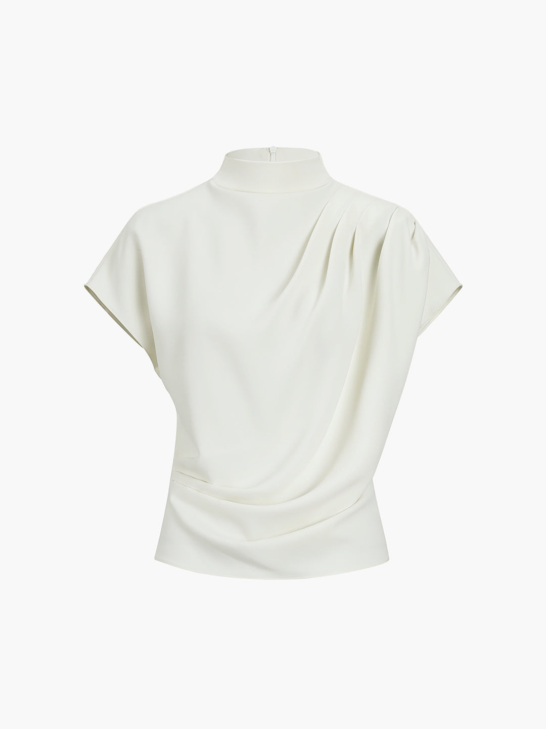 Asymmetrisk draperad topp med kort ärm