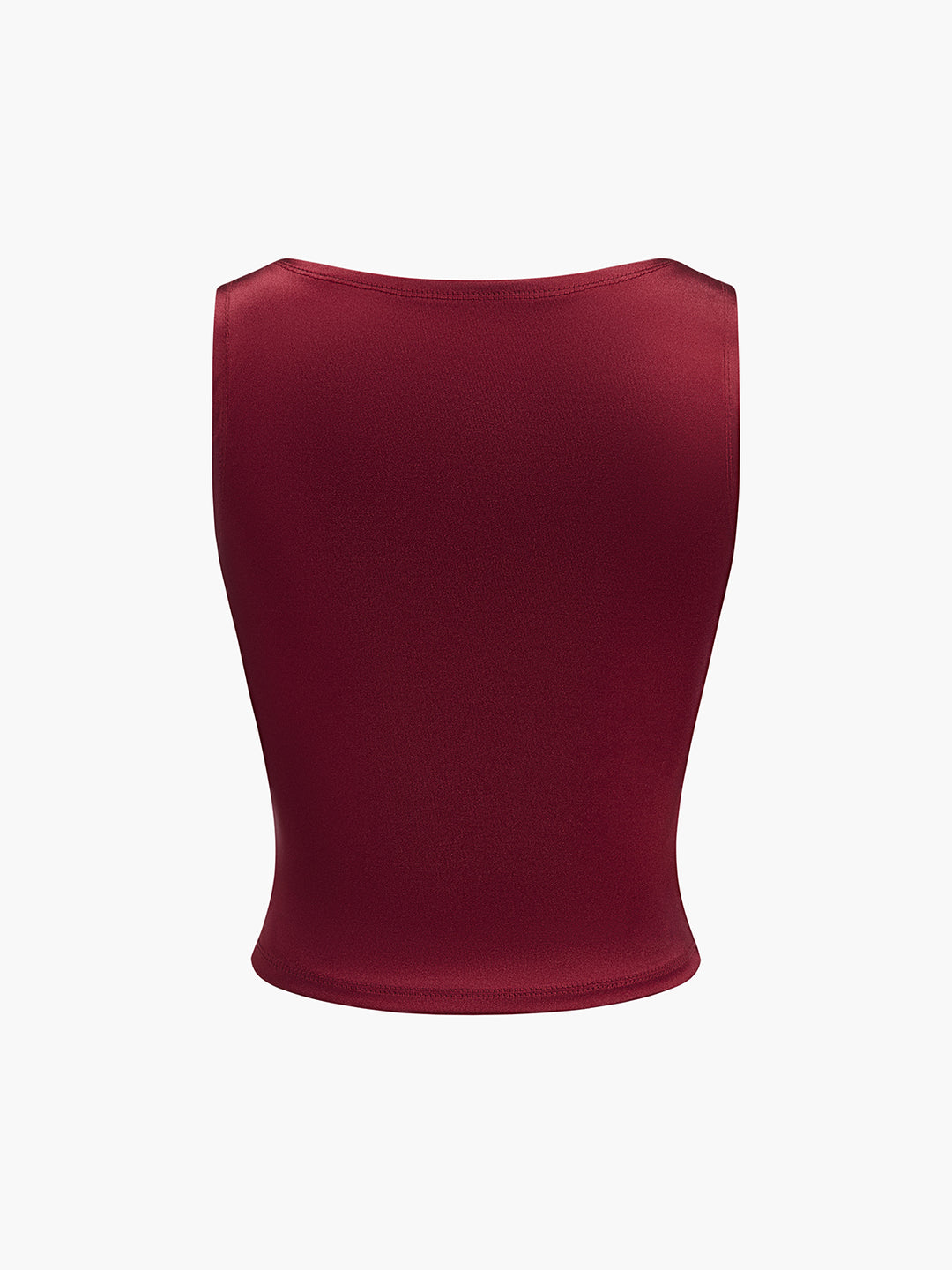 Vinröd glansig topp med draperad byst