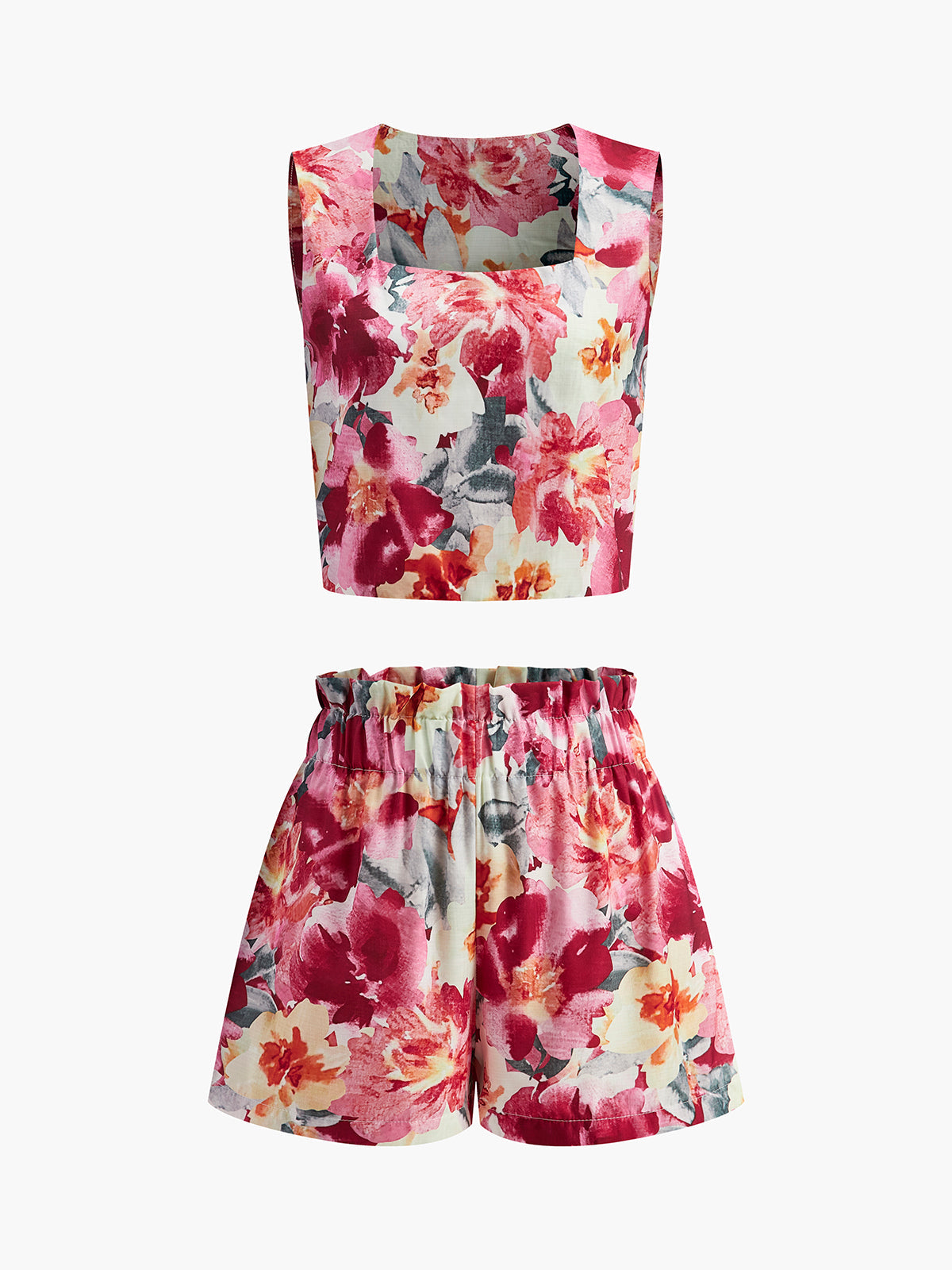 Blommigt sommarset med topp och shorts